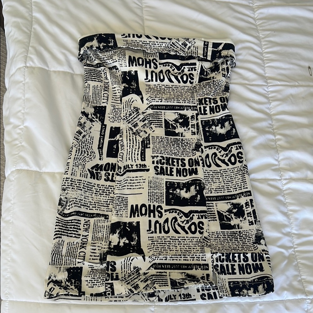 Black and White Newspaper Print Skirt